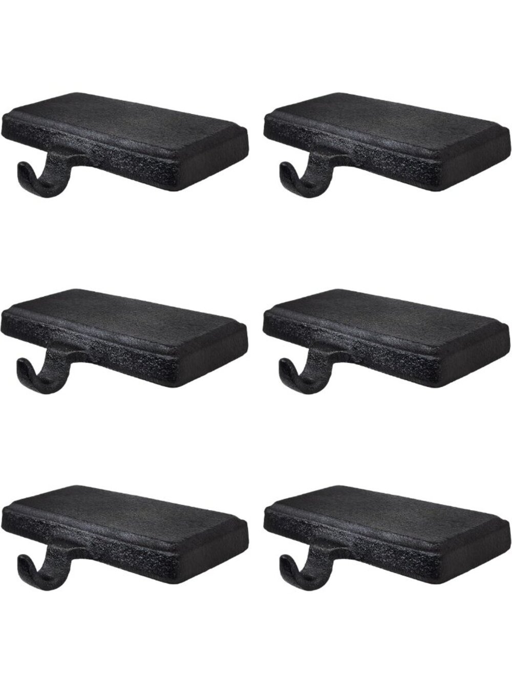 Set of 6 Black Heavy-Duty Cast Iron Christmas Stocking Holders for Mantle Decor